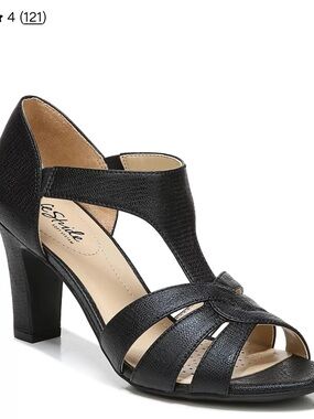 Life Stride Caramel Peep Toe Black T Strap Heels Sandals, 8.5, ballroom dance